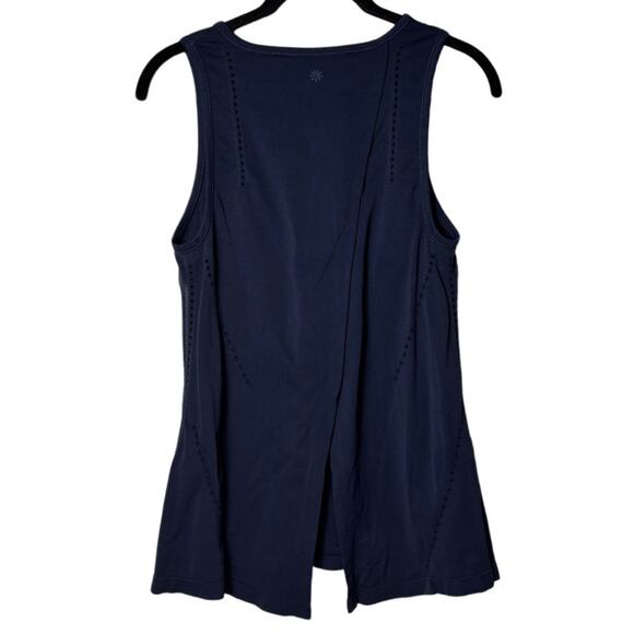 Athleta Foothill Seamless Tank Top Women's size XS Open Back Tie Navy Blue - Picture 2 of 15
